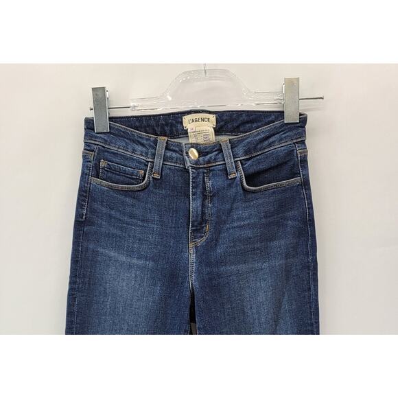 L'Agence Jeans Womens 24 Skinny Mid Rise Zip Hem Designer Sexy USA Medium Wash - Picture 2 of 9